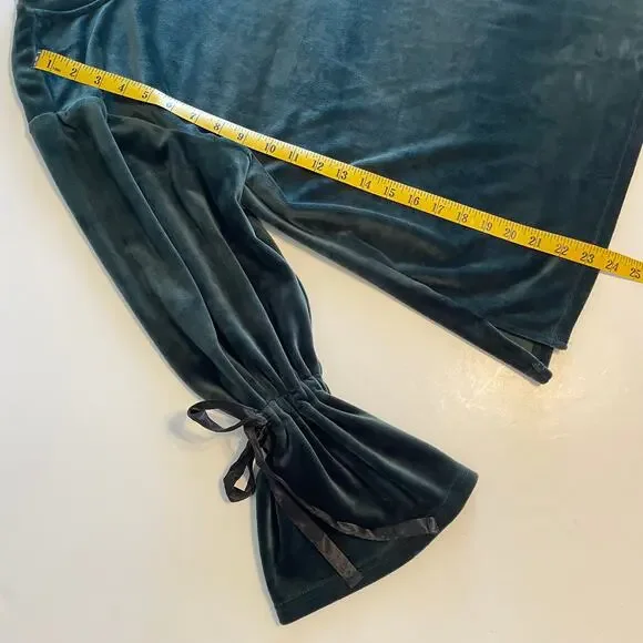 Philosophy Velveteen Bell Sleeve Top Womens Medium Green Soft Whimsigoth Fairy - Picture 8 of 9